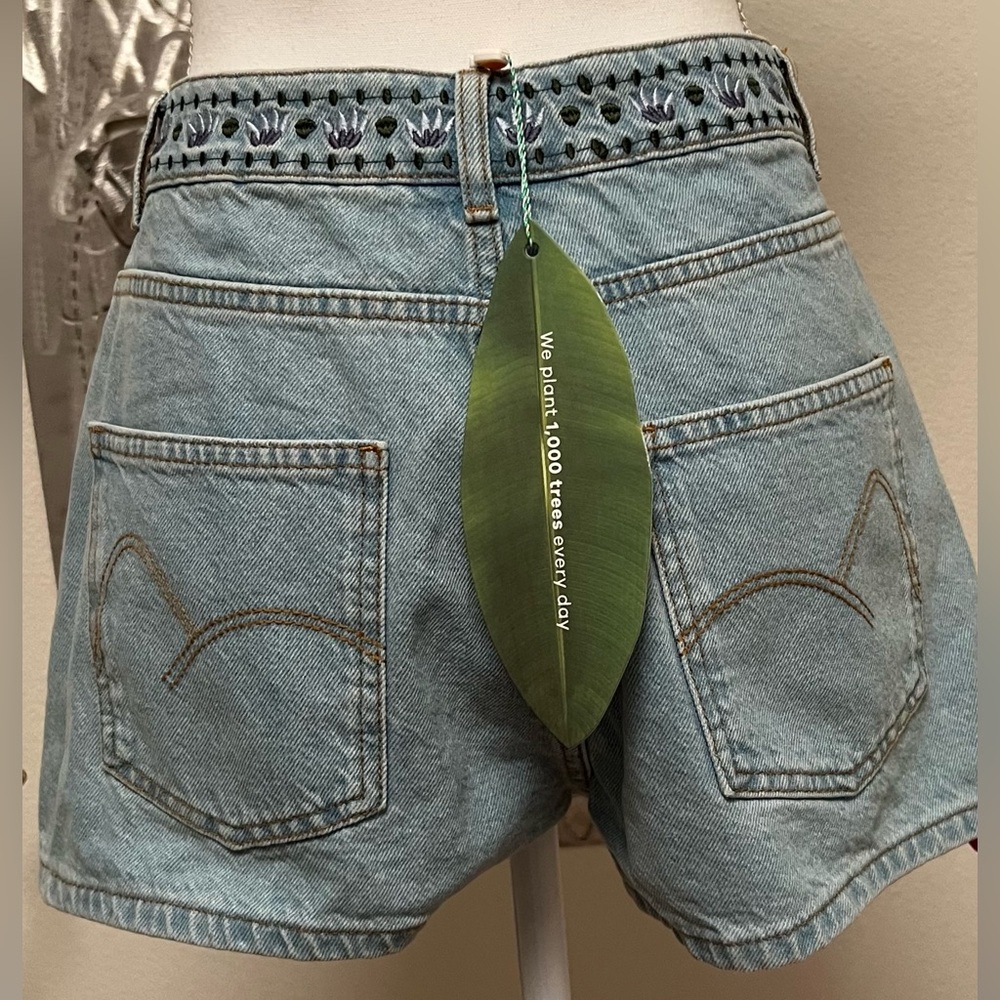 NWT FARM Rio Summer Garden Denim Shorts - Picture 9 of 15